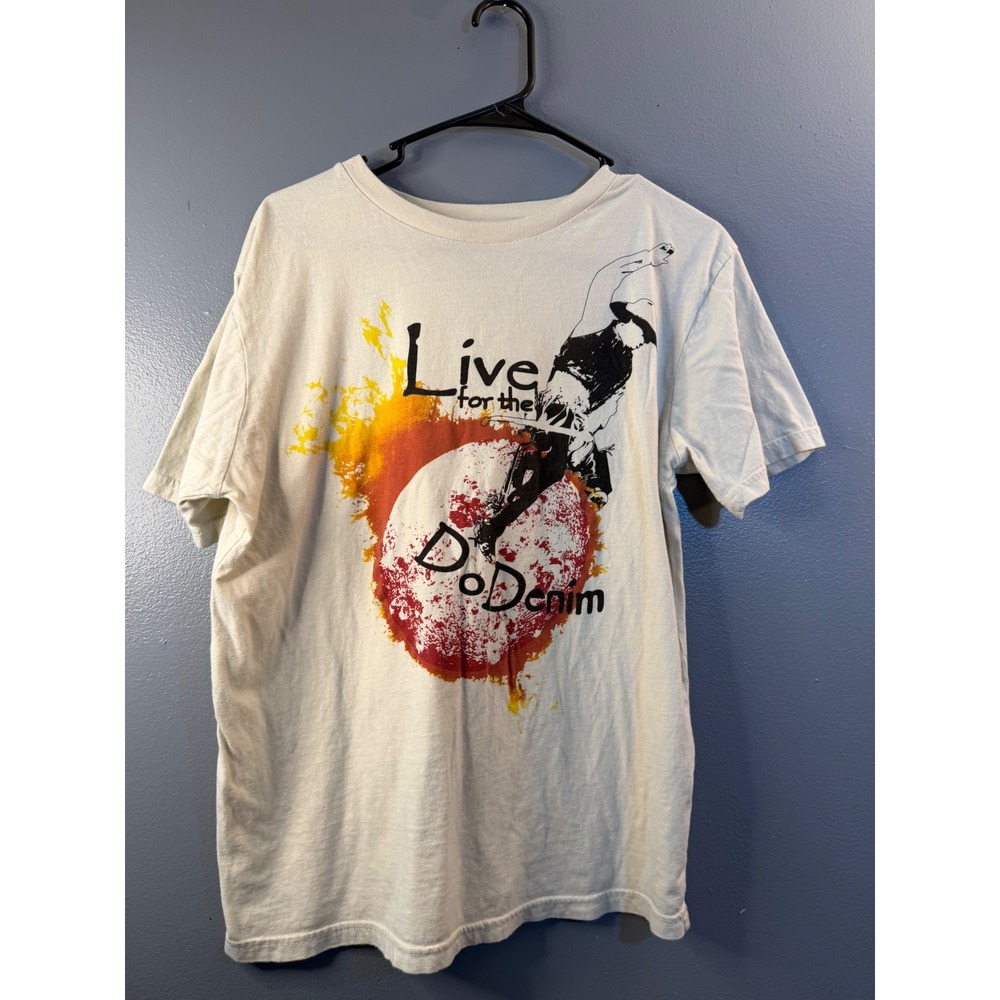 Do Denim Mens Graphic T-Shirt Small Off White Live for the Do Denim Cotton Tee